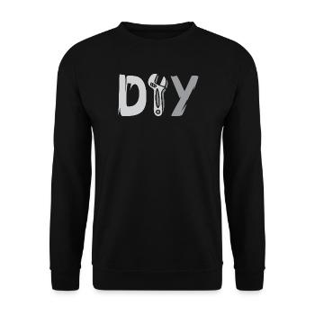DIY Design – Werkzeug Logo für Heimwerker Bastler - Unisex Pullover - Schwarz - Vorne - Alina (178cm) & Michal (187cm)