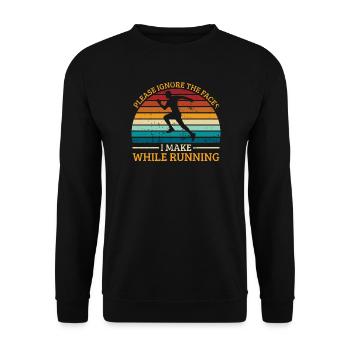 Running Ignore The Faces I Make Marathon Runner - Unisex Pullover - Schwarz - Vorne - Alina (178cm) & Michal (187cm)