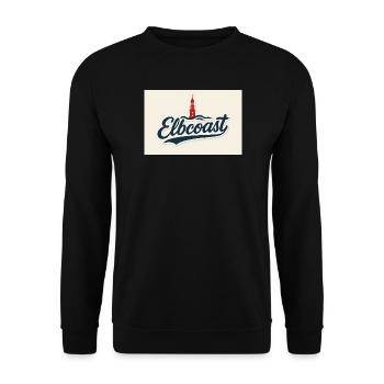 20251020_1804_Elbcoast_Schriftzug_Design_simple - Unisex Sweatshirt - black - Front - Alina (178cm) & Michal (187cm)