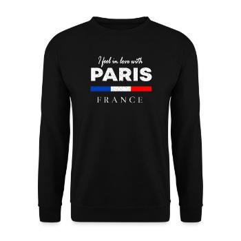 I fell in love with Paris – France Design - Unisex Sweatshirt - black - Front - Alina (178cm) & Michal (187cm)
