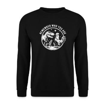 Remember who you are - Funny Dinosaur T-Shirt - Unisex Sweatshirt - black - Front - Alina (178cm) & Michal (187cm)