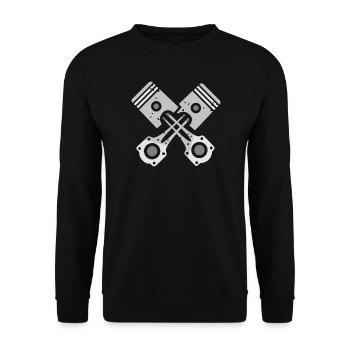 Crossed Piston Gray Mechanic Design - Unisex Sweatshirt - black - Front - Alina (178cm) & Michal (187cm)