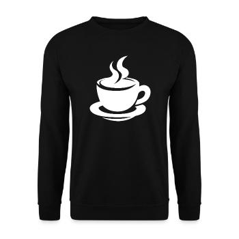 Coffee cup with steam minimalist design - Unisex Sweatshirt - black - Front - Alina (178cm) & Michal (187cm)