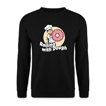 Dessin animé Donut Baker - Sweat-shirt Unisexe - noir - Devant - Alina (178cm) & Michal (187cm)