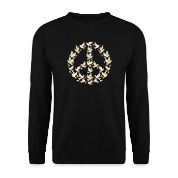 Peace sign made of doves of peace - Unisex Sweatshirt - black - Front - Alina (178cm) & Michal (187cm)