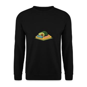 Schlavocado Avocado Sleep Pyjama Geschenk Lustig - Unisex Pullover - Schwarz - Vorne - Alina (178cm) & Michal (187cm)