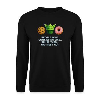 Funny Cookie Donut Muffin Shirt for Sweet Lovers - Unisex Sweatshirt - black - Front - Alina (178cm) & Michal (187cm)