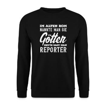 Gods Reporter Saying Journalist Profession - Unisex Sweatshirt - black - Front - Alina (178cm) & Michal (187cm)