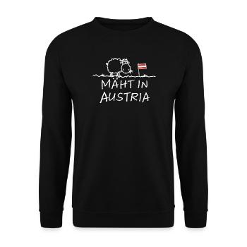 Mäht en Autriche – Lustiger Schaf Spruch mit Humour - Sweat-shirt Unisexe - noir - Devant - Alina (178cm) & Michal (187cm)