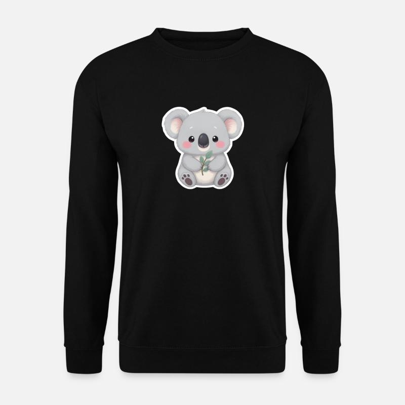 Koala Cutie mit Leaf Embrace - Unisex Pullover - Schwarz