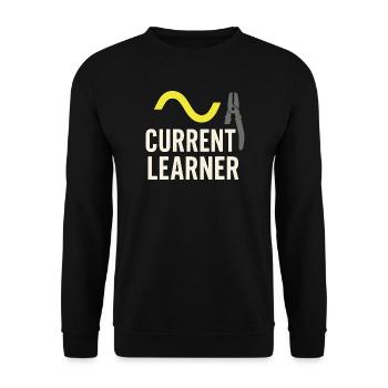 Apprentice electrician, student in the electrical trade - Unisex Sweatshirt - black - Front - Alina (178cm) & Michal (187cm)