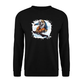 Bulldog Hund Snowboard - Unisex Pullover - Schwarz - Vorne - Alina (178cm) & Michal (187cm)