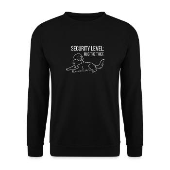 Goldenes Herz, voller Fell – Retriever Liebe - Unisex Pullover - Schwarz - Vorne - Alina (178cm) & Michal (187cm)