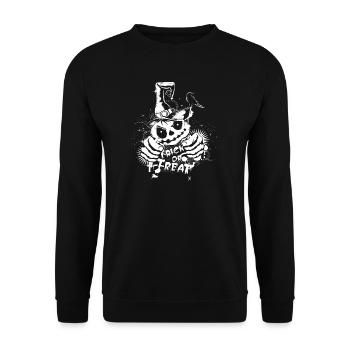 Gruseliger Kürbis mit Hexenhut und Trick or Treat - Unisex Pullover - Schwarz - Vorne - Alina (178cm) & Michal (187cm)