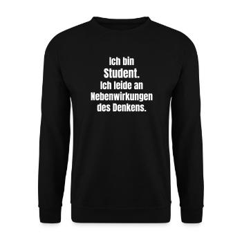 Ich bin Student Denkstress Grafik - Unisex Pullover - Schwarz - Vorne - Alina (178cm) & Michal (187cm)