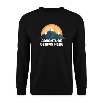 Adventure Mountain Peak Sunset - Unisex Sweatshirt - black - Front - Alina (178cm) & Michal (187cm)