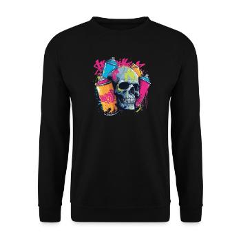 Crâne et graffiti | Design de street art coloré - Sweat-shirt Unisexe - noir - Devant - Alina (178cm) & Michal (187cm)