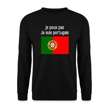 Portugiesischer Stolz auf Text und Flagge - Unisex Pullover - Schwarz - Vorne - Alina (178cm) & Michal (187cm)