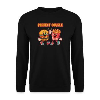 Parfait couple burger et frites illustration amusante - Sweat-shirt Unisexe - noir - Devant - Alina (178cm) & Michal (187cm)