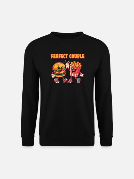 Perfekt par burger og pommes frites sjov illustration - Unisex sweater - sort