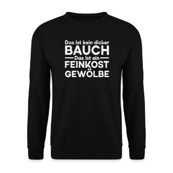 Das Ist Kein Dicker Bauch Das Ist Feinkostgewölbe - Unisex Pullover - Schwarz - Vorne - Alina (178cm) & Michal (187cm)