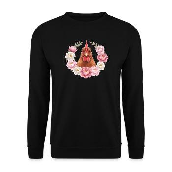 Braunes Huhn - Unisex Pullover - Schwarz - Vorne - Alina (178cm) & Michal (187cm)
