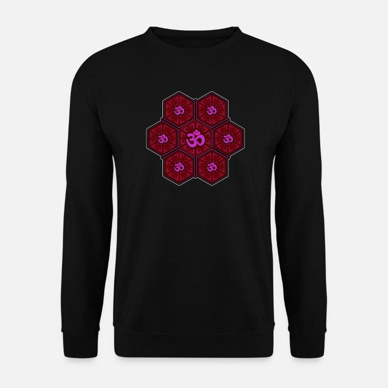 Om Symbol Hexagon Mandala Meditation Festival Goa - Unisex Pullover - Schwarz