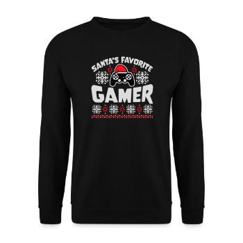 Santa's Favorite Gamer Controller Weihnachten Nerd - Unisex Pullover - Schwarz - Vorne - Alina (178cm) & Michal (187cm)