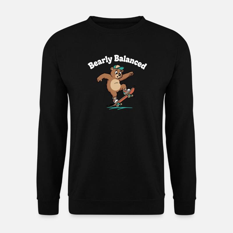 Bär auf Skateboard - Unisex Pullover - Schwarz