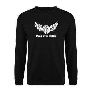Mind Over Matter Wing Spirit Motif - Unisex Sweatshirt - black - Front - Alina (178cm) & Michal (187cm)