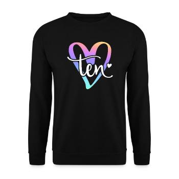 10ème anniversaire Pastel Coeur Lettrage Dix - Sweat-shirt Unisexe - noir - Devant - Alina (178cm) & Michal (187cm)