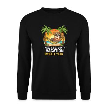 Sechsmonatiges Urlaubsfaultier - Unisex Pullover - Schwarz - Vorne - Alina (178cm) & Michal (187cm)