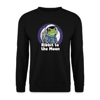 Frosch Astronaut Mondflug - Unisex Pullover - Schwarz - Vorne - Alina (178cm) & Michal (187cm)