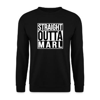 Straight Outta Marl - Unisex Pullover - Schwarz - Vorne - Alina (178cm) & Michal (187cm)