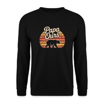 Papa Ours Retro Soleil - Unisex Pullover - Schwarz - Vorne - Alina (178cm) & Michal (187cm)