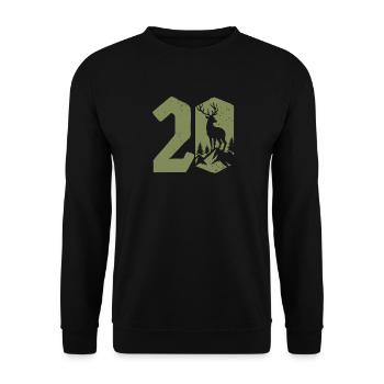 Jäger 20. Geburtstag Jagd 20 Jahre Zahl Hirsch - Unisex Pullover - Schwarz - Vorne - Alina (178cm) & Michal (187cm)