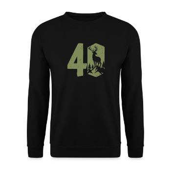 Jäger 40. Geburtstag Jagd 40 Jahre Zahl Hirsch - Unisex Pullover - Schwarz - Vorne - Alina (178cm) & Michal (187cm)