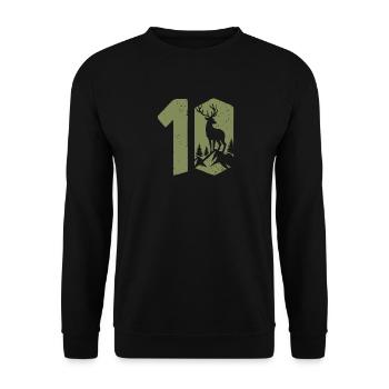 Jäger 10. Geburtstag Jagd 10 Jahre Zahl Hirsch - Unisex Pullover - Schwarz - Vorne - Alina (178cm) & Michal (187cm)