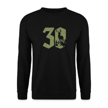Jäger 30. Geburtstag Jagd 30 Jahre Zahl Hirsch - Unisex Pullover - Schwarz - Vorne - Alina (178cm) & Michal (187cm)