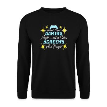 Silent Night Gaming Night All Calm Screens Bright - Unisex Pullover - Schwarz - Vorne - Alina (178cm) & Michal (187cm)