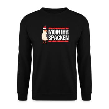 Hamburg Moin Spacken Nordsee Hamburger Möwe Lustig - Unisex Pullover - Schwarz - Vorne - Alina (178cm) & Michal (187cm)