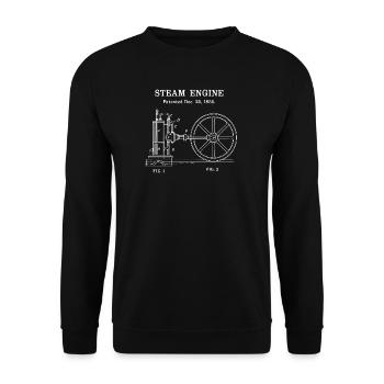 Vintage Steam Engine Blueprint - Unisex Sweatshirt - black - Front - Alina (178cm) & Michal (187cm)