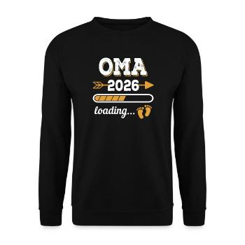 Oma 2026 Loading Zukünftige Großmutter Geschenk - Unisex Pullover - Schwarz - Vorne - Alina (178cm) & Michal (187cm)