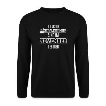 Best forklift drivers are born in November - Unisex Sweatshirt - black - Front - Alina (178cm) & Michal (187cm)