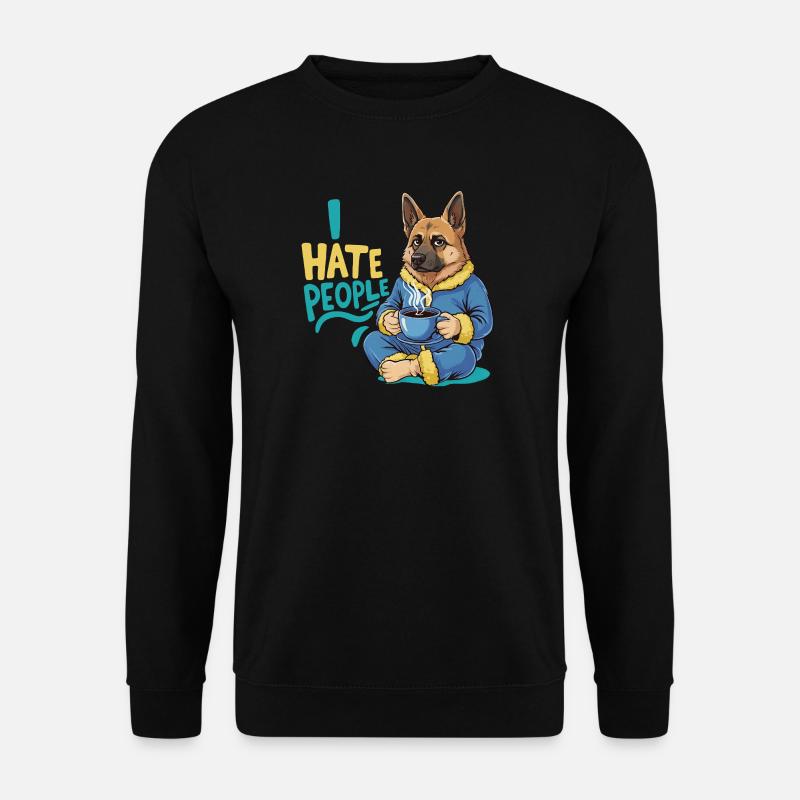 Schäferhund Kaffee Morgenmuffel Lustig Hund - Unisex Pullover - Schwarz