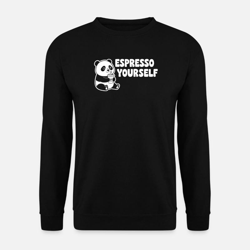 Panda Espresso Yourself Motiv - Unisex Pullover - Schwarz