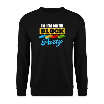 I’m Here For The Block Party Brick Builder Block  - Unisex Sweatshirt - black - Front - Alina (178cm) & Michal (187cm)