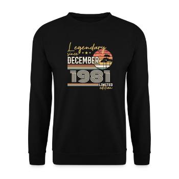 Cadeau 44e Anniversaire Décembre 1981 - Sweat-shirt Unisexe - noir - Devant - Alina (178cm) & Michal (187cm)