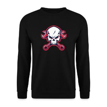 Skull & Wrenches – Pour de vraies mécaniques - Sweat-shirt Unisexe - noir - Devant - Alina (178cm) & Michal (187cm)