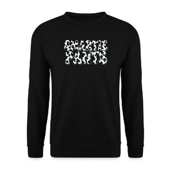 Blasen-Graffiti mit Türkis-Außenlinie - Unisex Pullover - Schwarz - Vorne - Alina (178cm) & Michal (187cm)